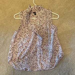 Ann Taylor Floral Purple Sleeveless Top